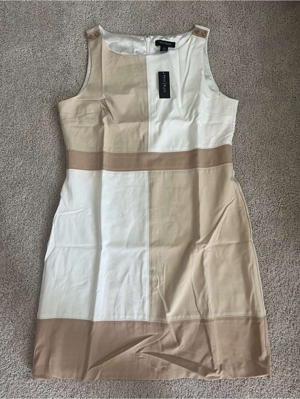 NWT WHBM White and Beige Blocked Dress